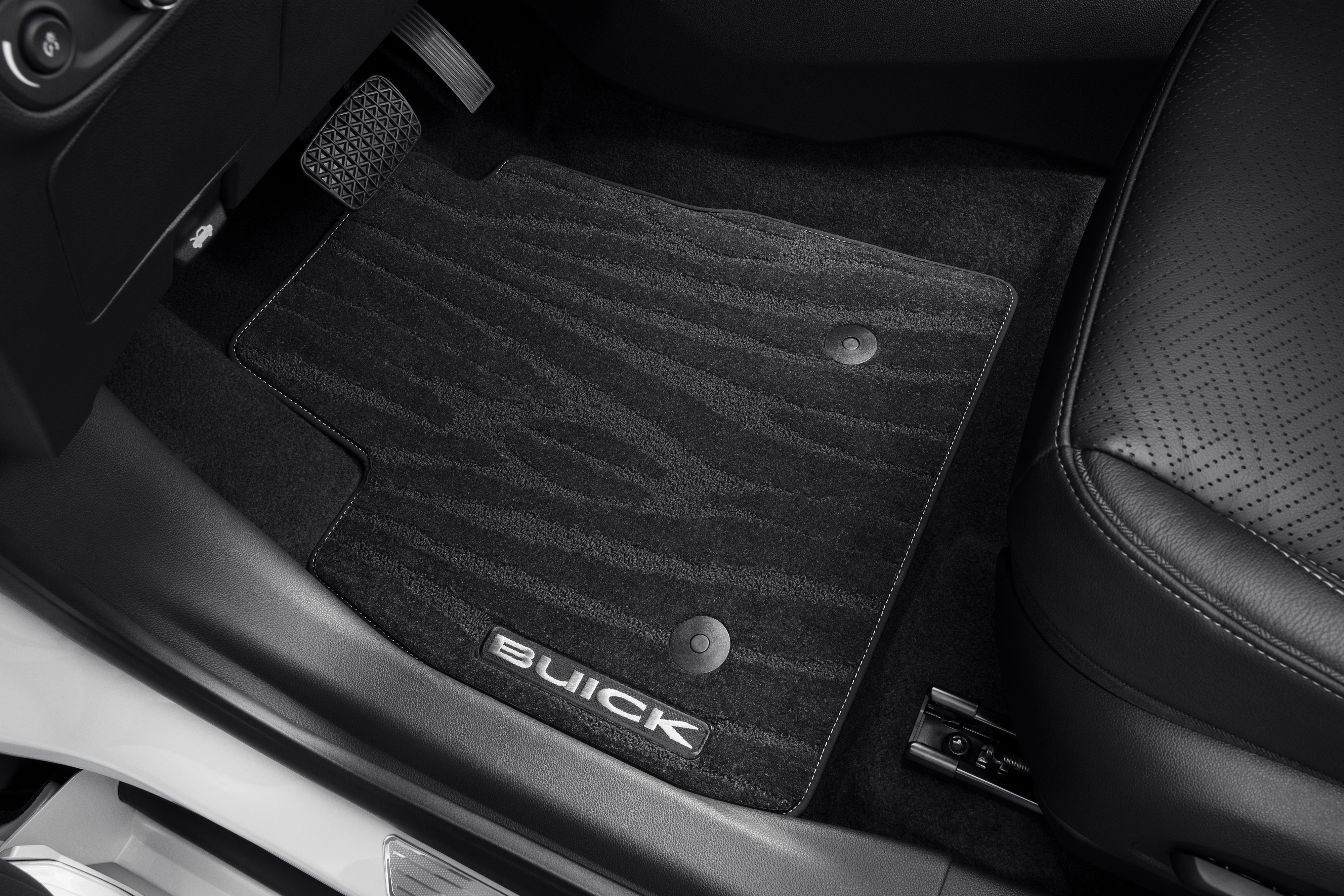 First- and Second-Row Premium Carpeted Floor Mats in Ebony with Buick Script (for AWD Models)