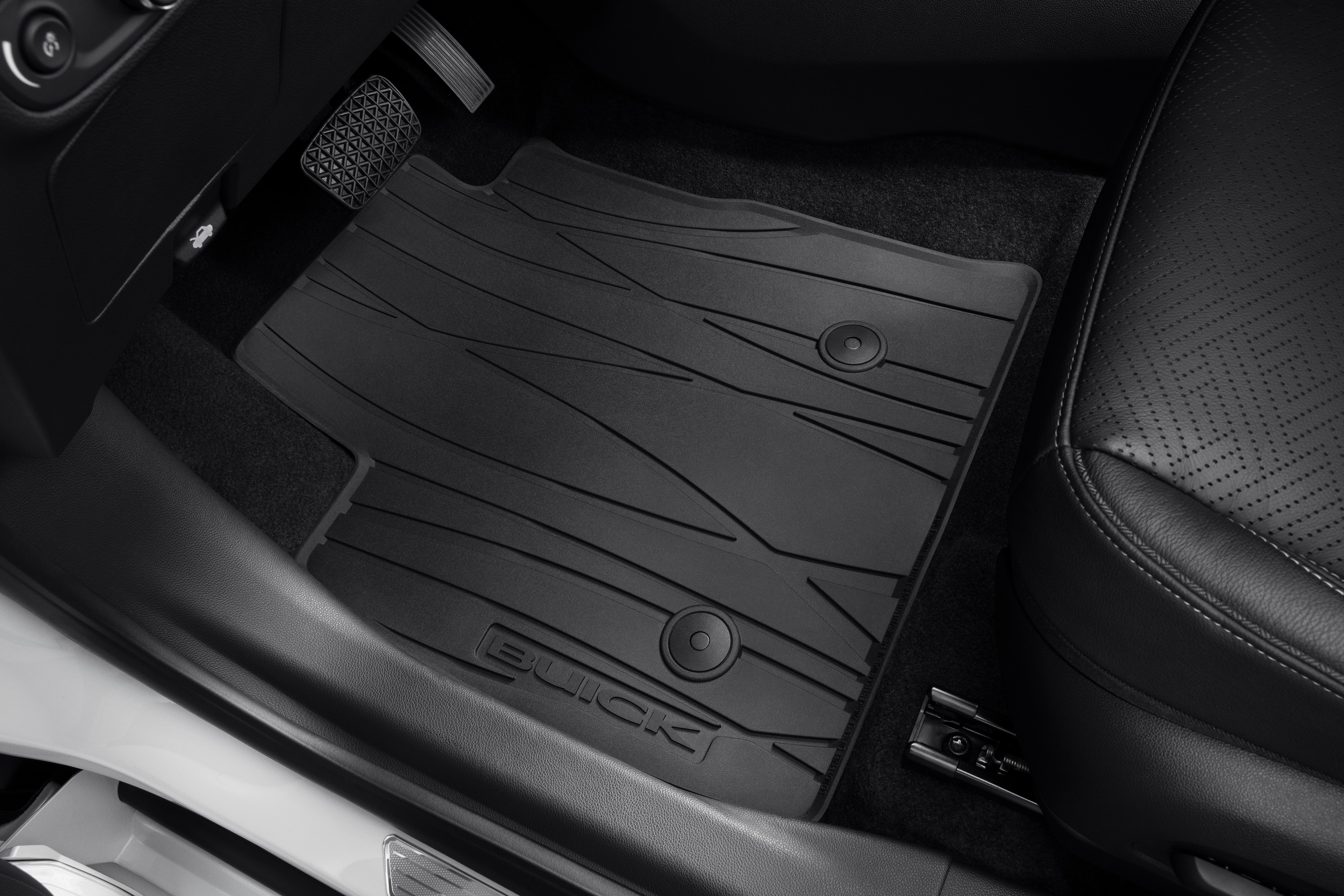 First- and Second-Row Premium All-Weather Floor Mats in Ebony with Buick Script