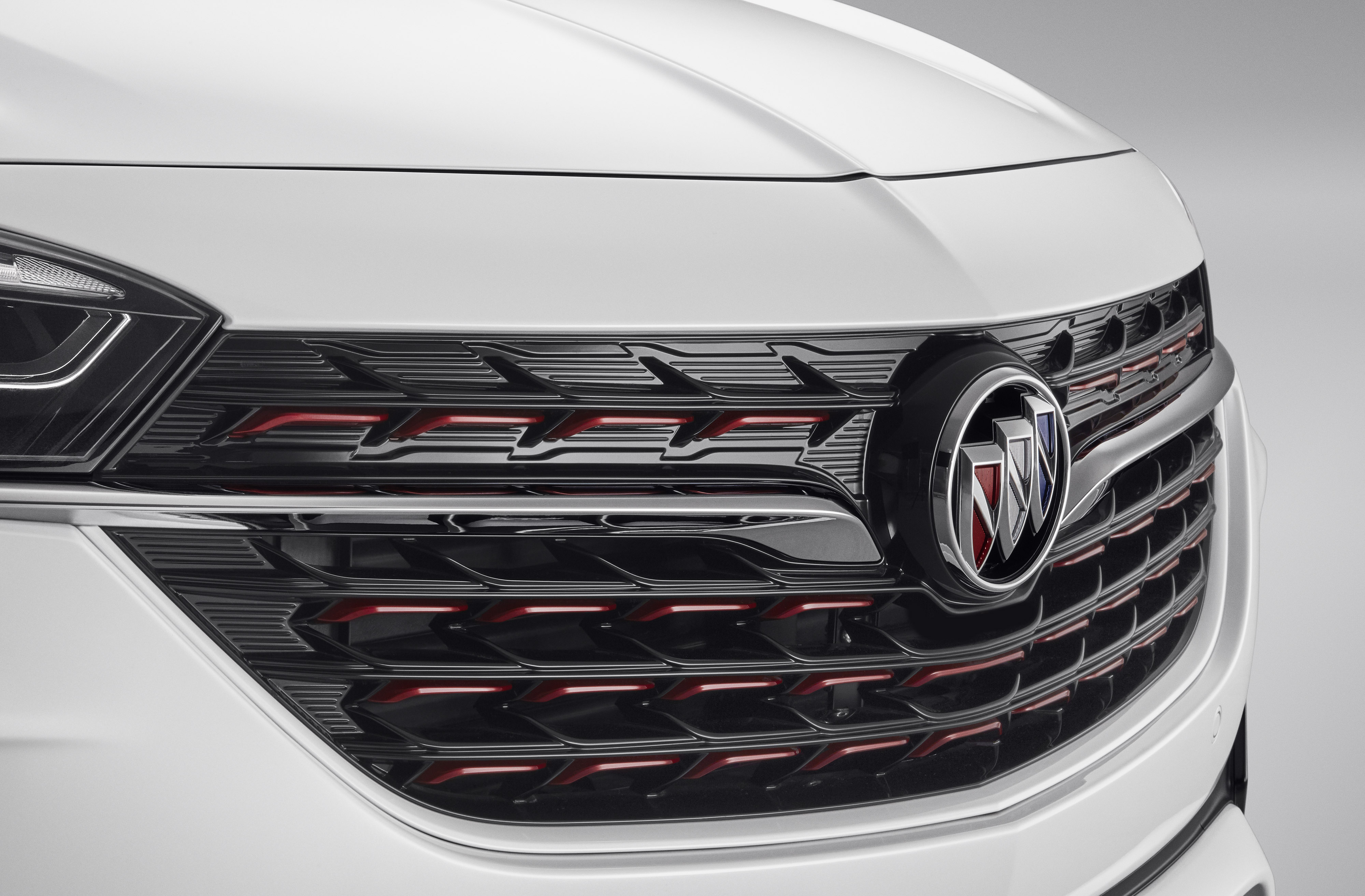 Grille in Black with Summit White Surround and Buick Tri-Shield Logo (for Vehicles without HD Surround Vision Camera)