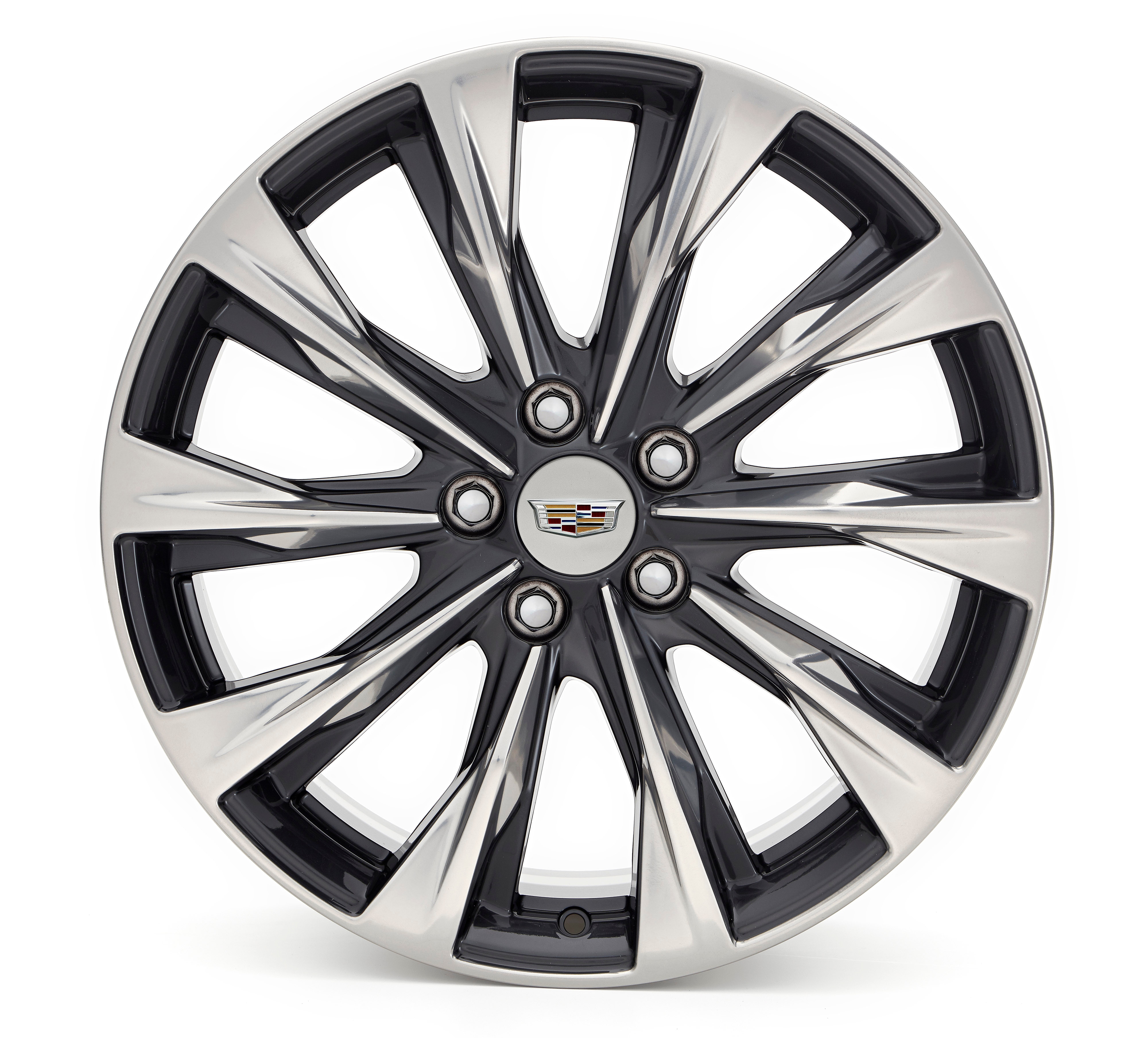 19 x 8-Inch 10-Spoke Wheel Package in Polished Face with Painted Dark Android Gloss Black Pockets