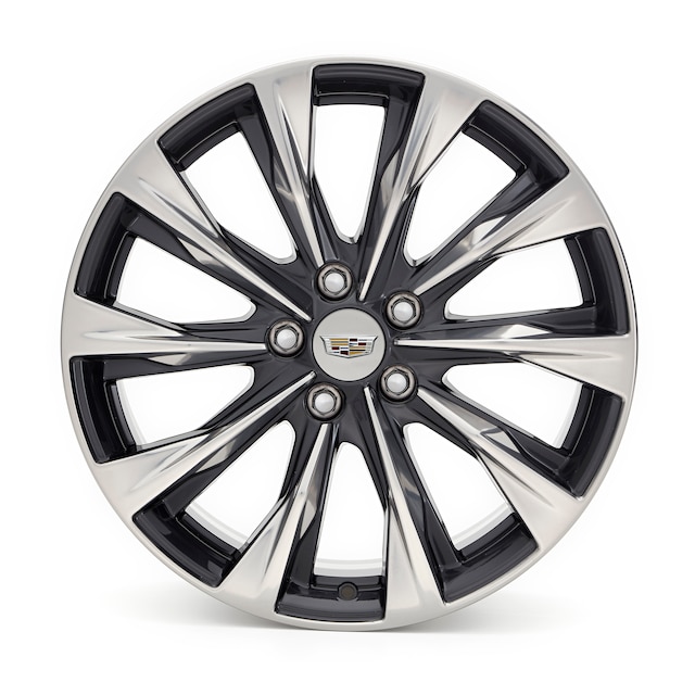 19 x 8-Inch 10-Spoke Wheel Package in Polished Face with Painted Dark Android Gloss Black Pockets