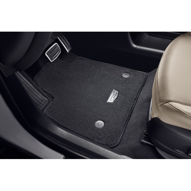 First- and Second-Row Premium Carpeted Floor Mats in Jet Black with Cadillac Logo