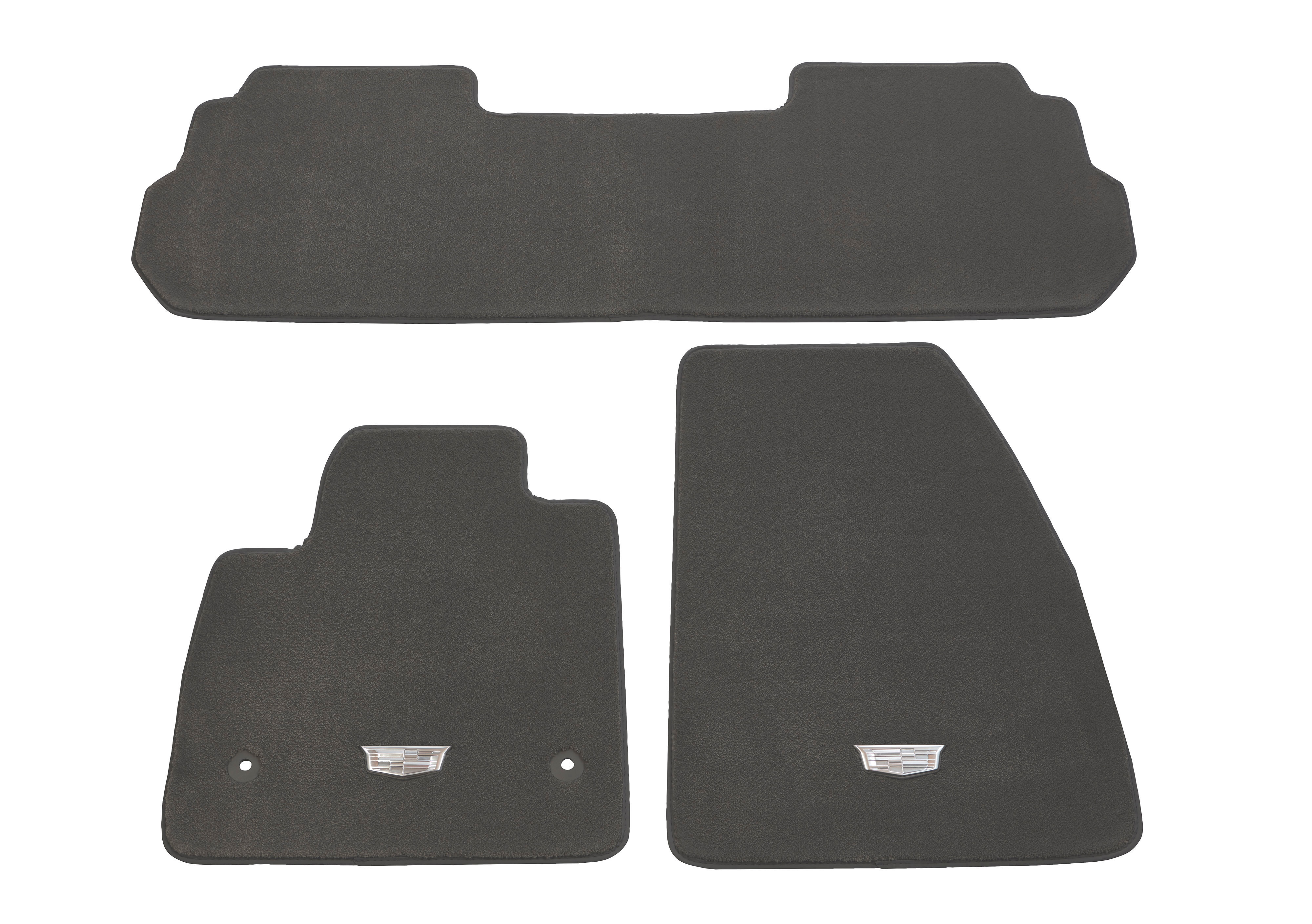 First- and Second-Row Premium Carpeted Floor Mats in Dark Titanium with Cadillac Logo