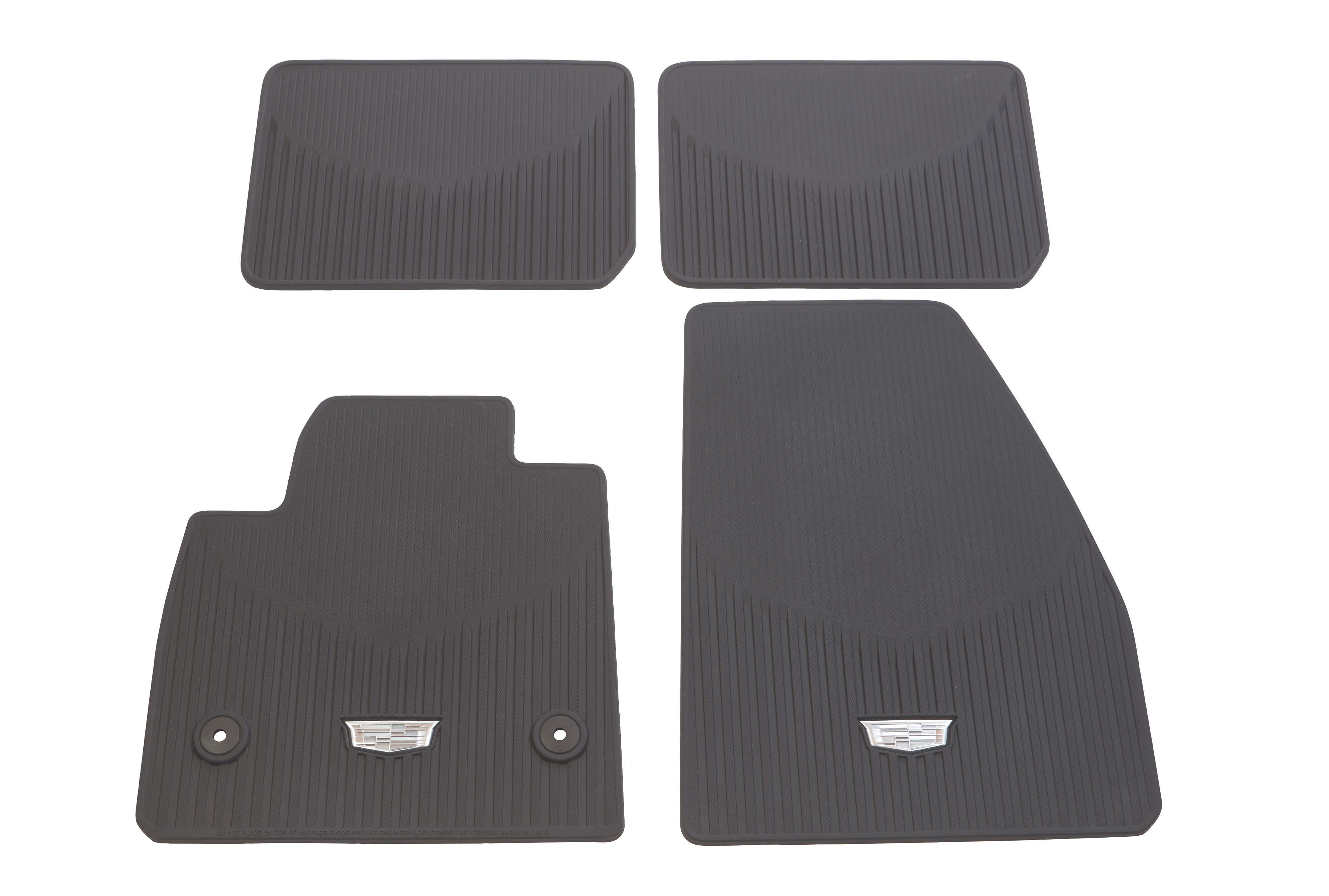 First- and Second-Row Premium All-Weather Floor Mats in Dark Titanium with Cadillac Logo