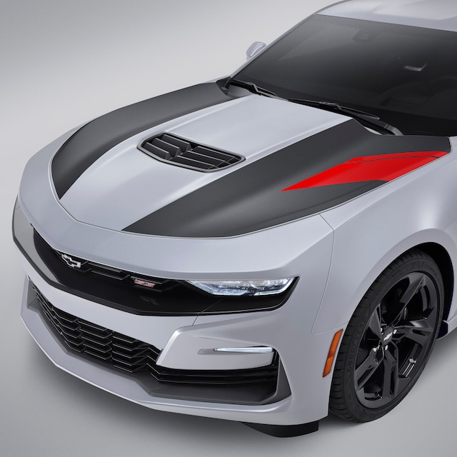 Hood Stripe in Satin Black with Red Hot Hash Mark