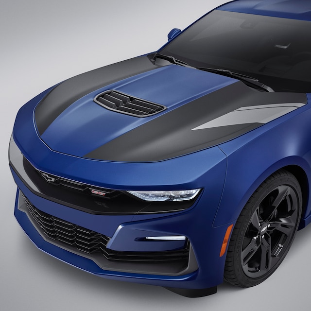 Hood Stripe in Satin Black with Silver Ice Metallic Hash Mark