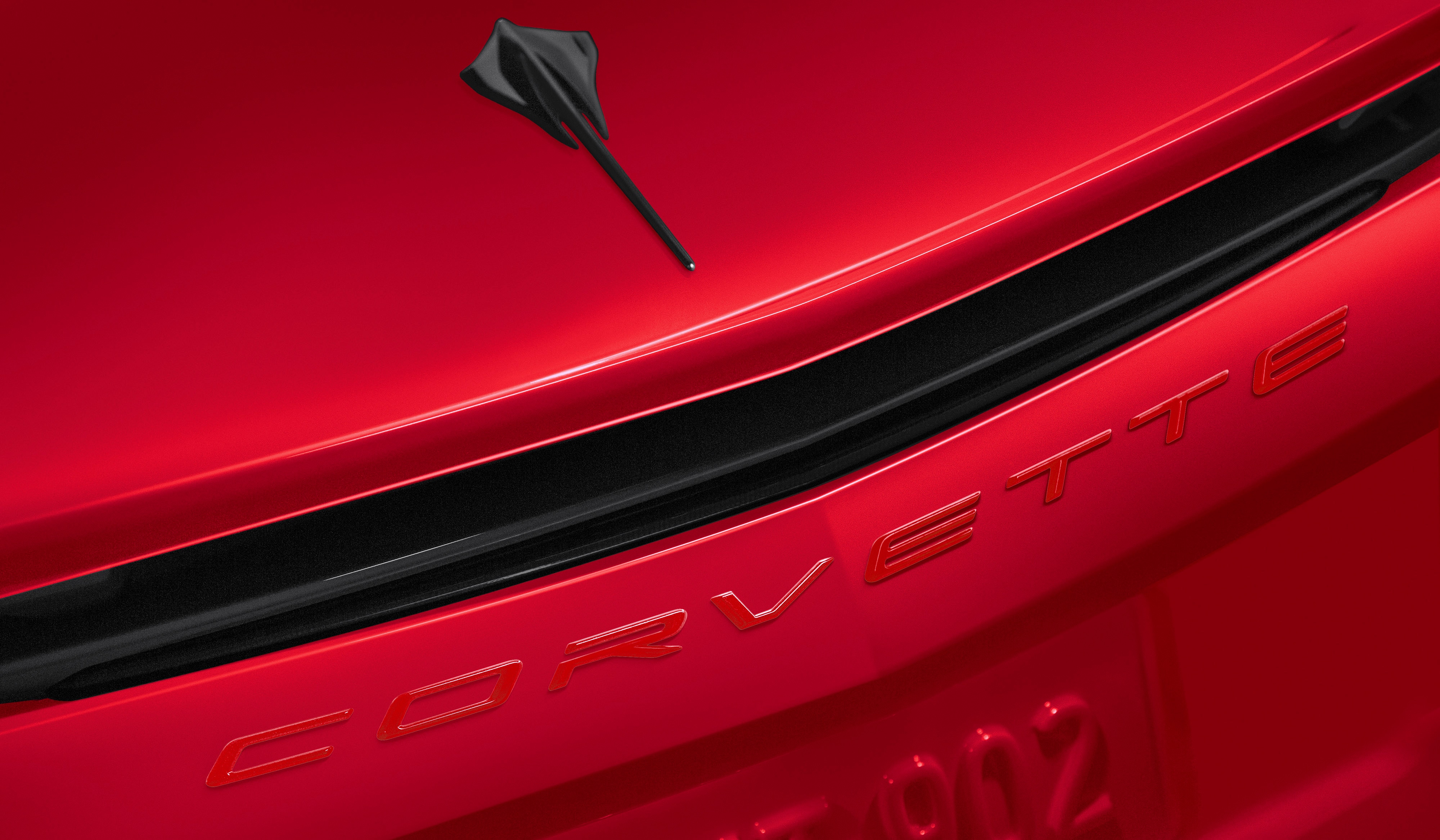 Corvette Script Rear Emblem in Torch Red