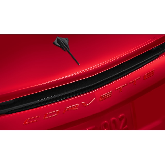 Corvette Script Rear Emblem in Torch Red