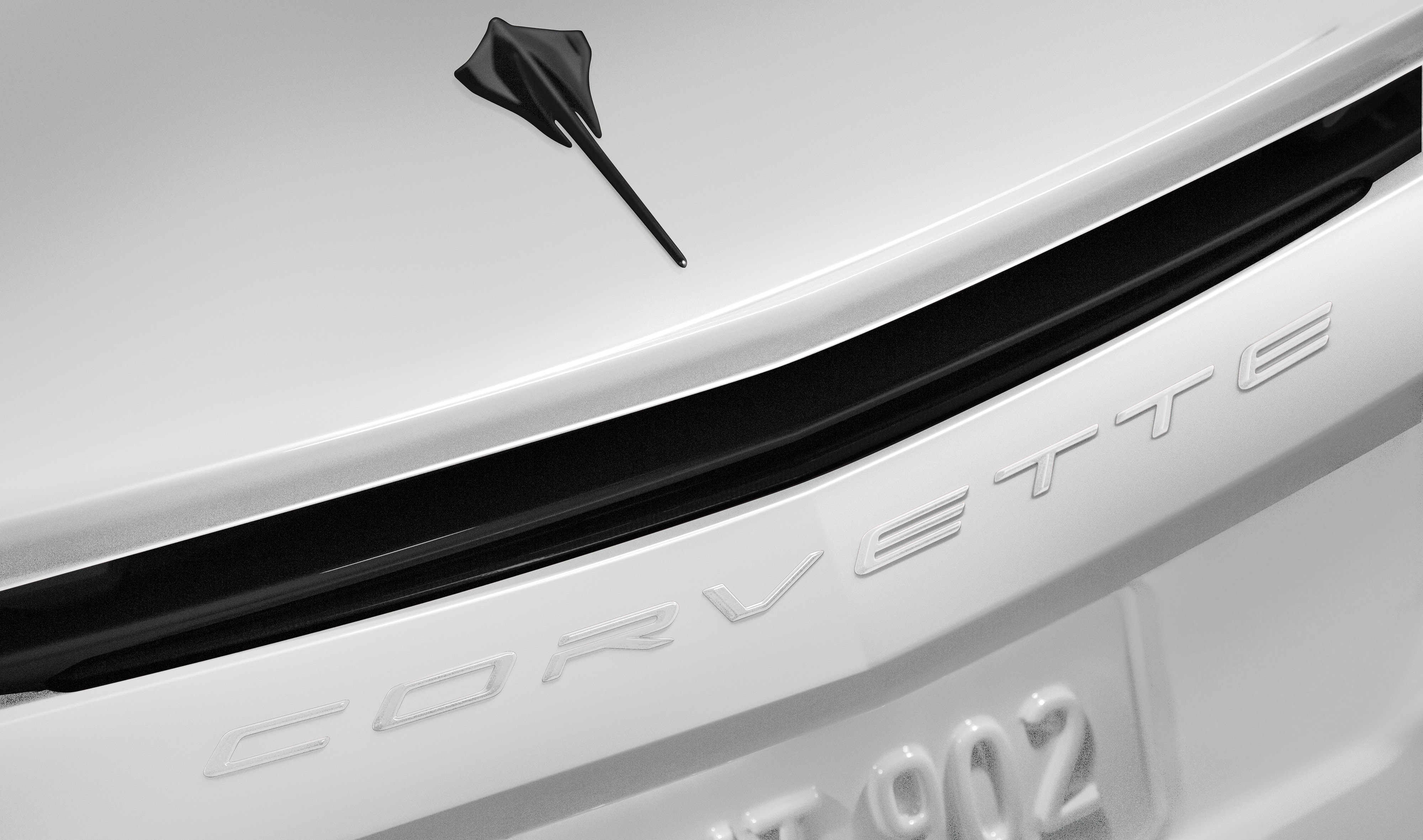 Corvette Script Rear Emblem in Arctic White