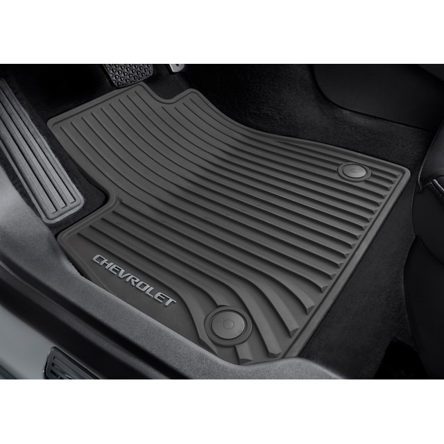 First- and Second-Row Premium All-Weather Floor Mats in Dark Atmosphere with Chevrolet Script