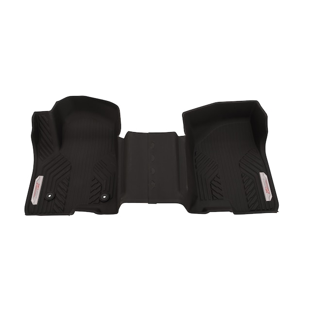 First-Row Interlocking Premium All-Weather Floor Liners in Jet Black with Chrome Z71 Logo (for Models without Center Console)