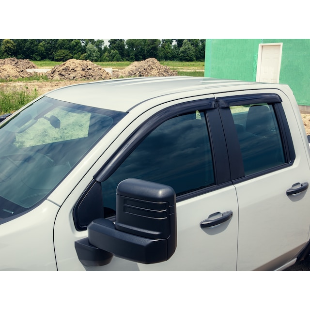 Crew Cab Tape-On Door Window Weather Deflectors in Dark Smoke by EGR® - Associated Accessories