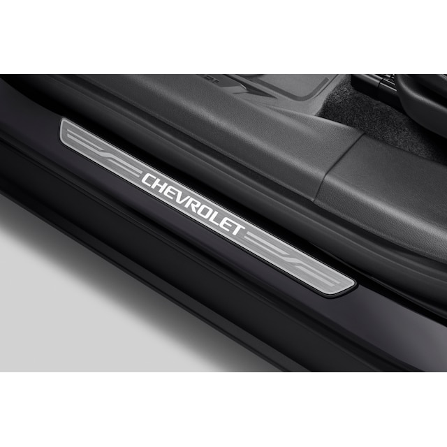 Illuminated Front Door Sill Plates in Stainless Steel with Chevrolet Script