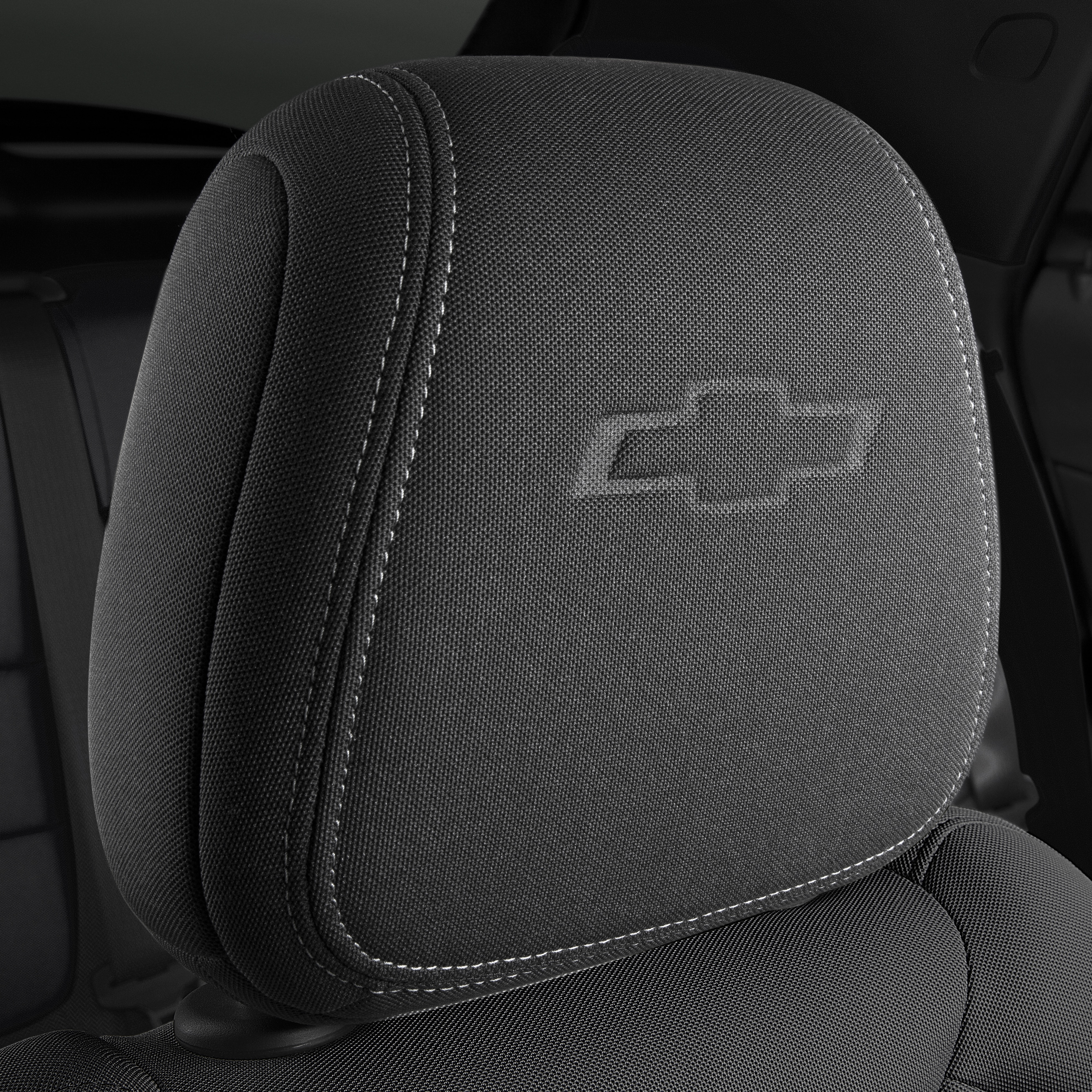 Cloth Headrest in Jet Black with Embossed Bowtie Logo