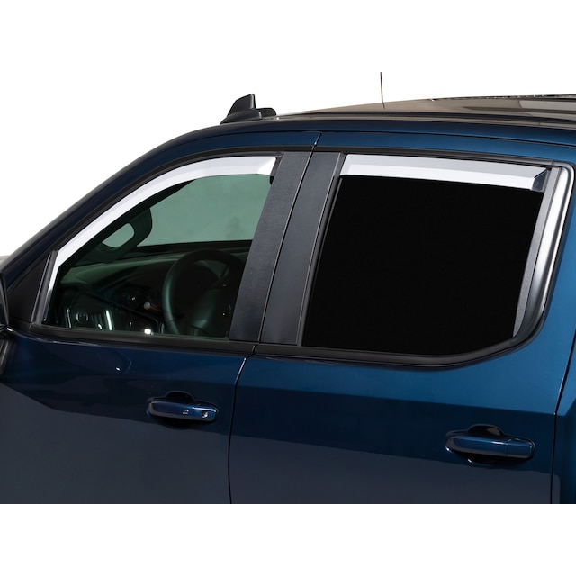 Crew Cab Front and Rear Low Profile In-Channel Side Window Deflector in Chrome by Putco® - Associated Accessories