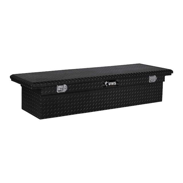 Cross Bed Low Profile Single Lid Aluminum Tool Box in Gloss Black Powder Coated Diamond Tread by UWS® - Associated Accessories