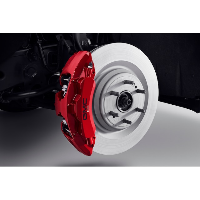 Front 6-Piston Brembo® Brake Upgrade System in Red with GMC Logo