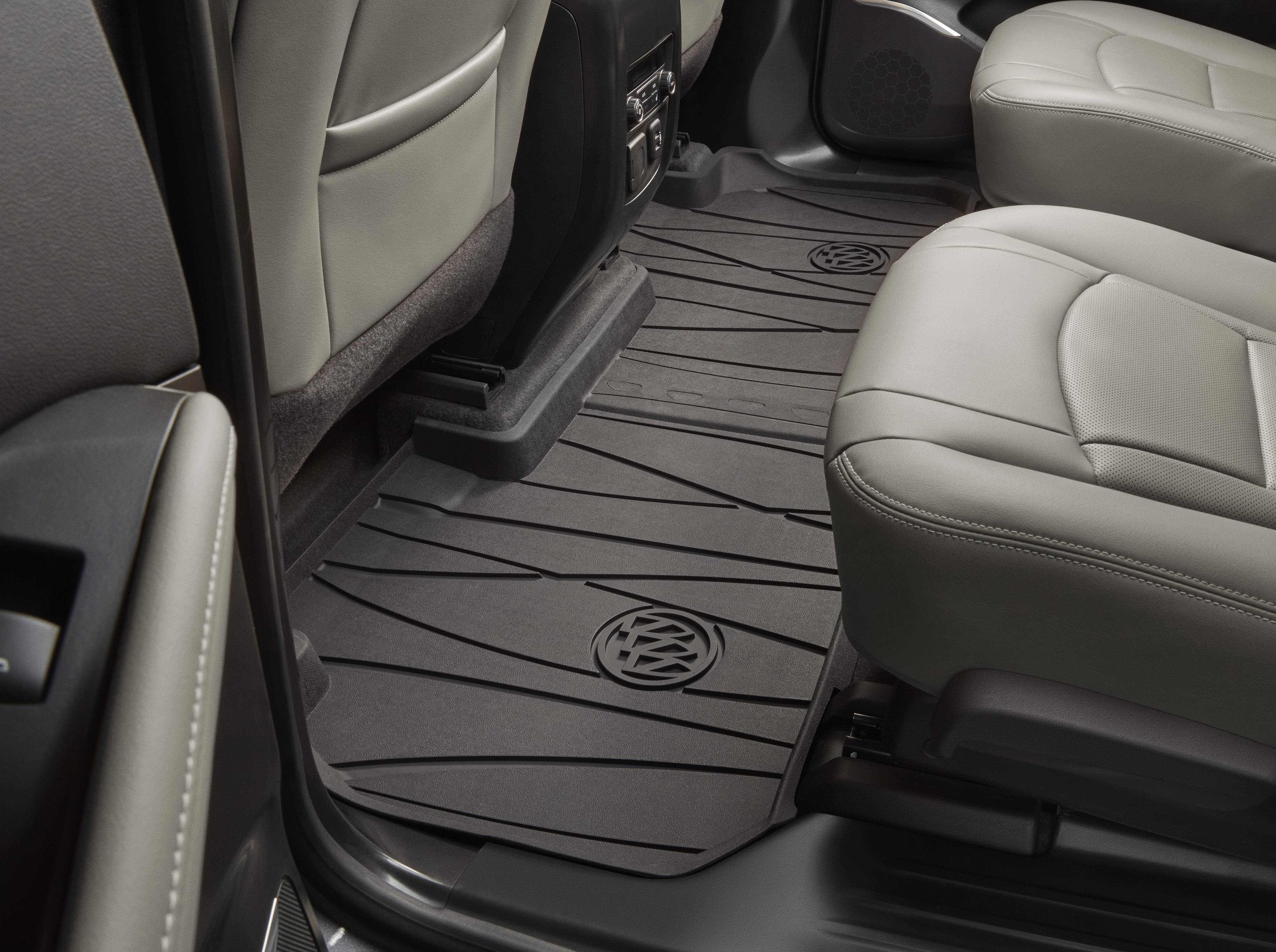 Second-Row Interlocking Premium All-Weather Floor Liner in Ebony with Buick Logo