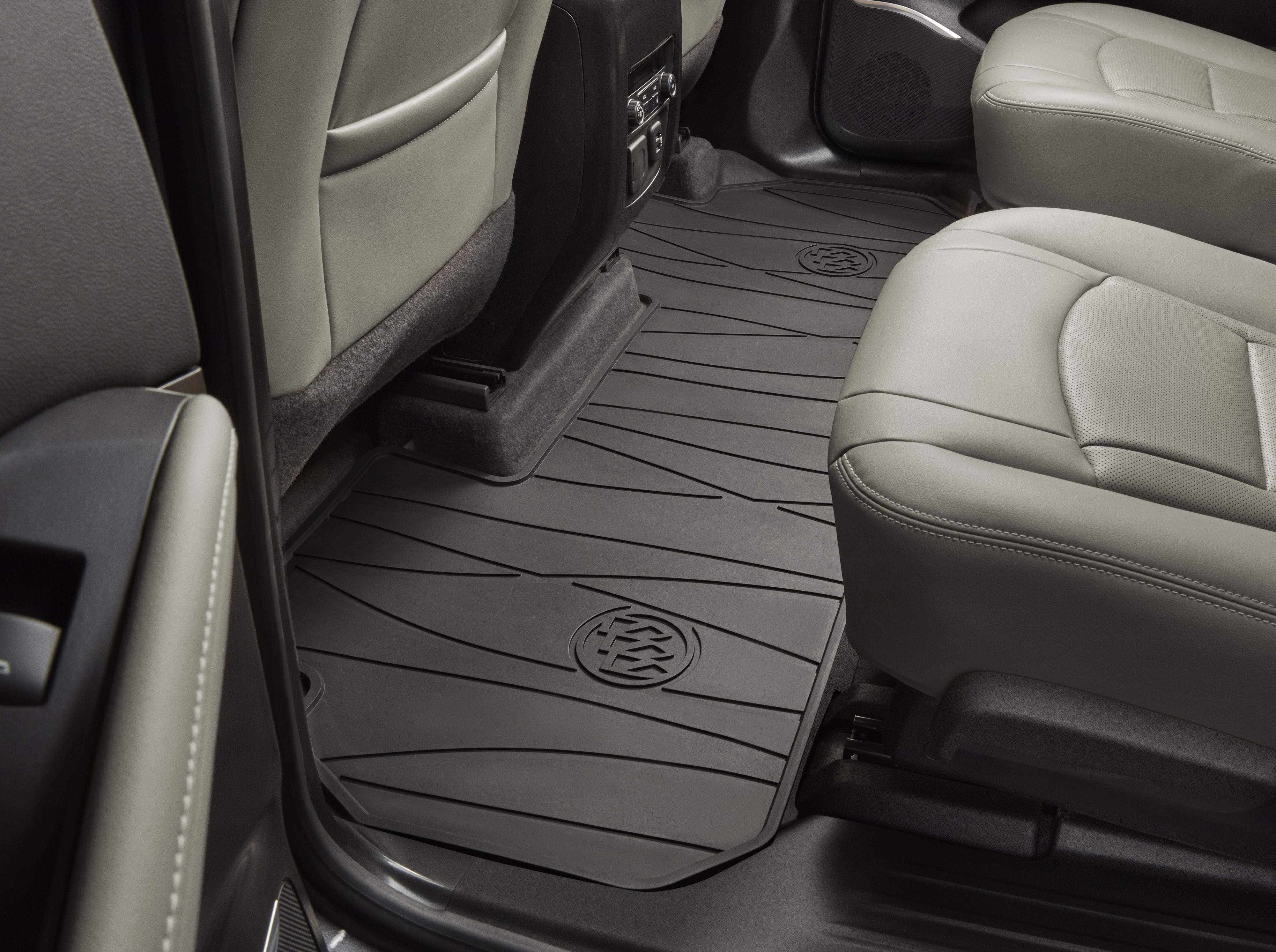 Second-Row One-Piece Premium All-Weather Floor Mat in Ebony with Buick Logo