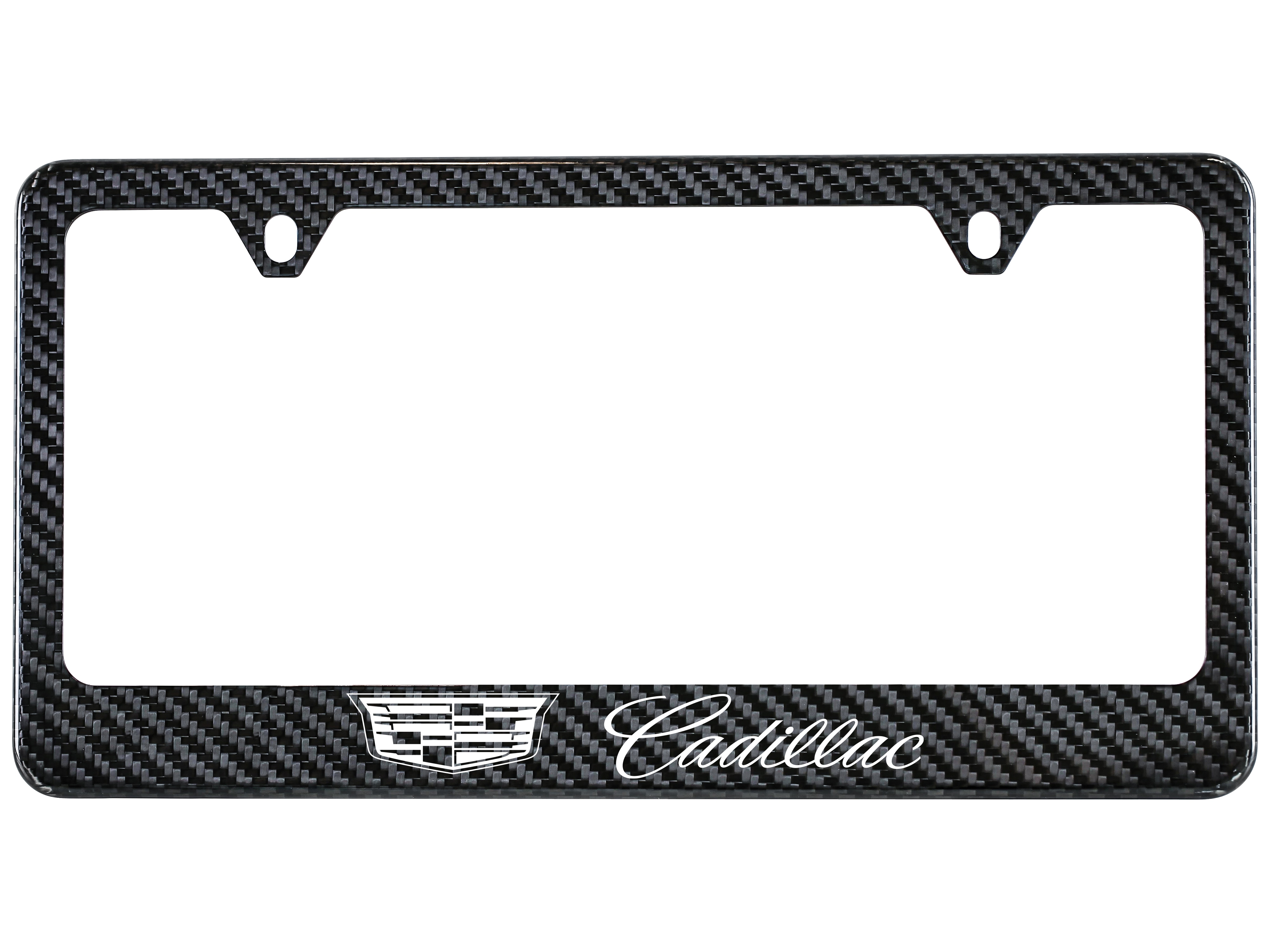 License Plate Frame in Carbon Fiber with Cadillac Logo by Baron & Baron® - Associated Accessories