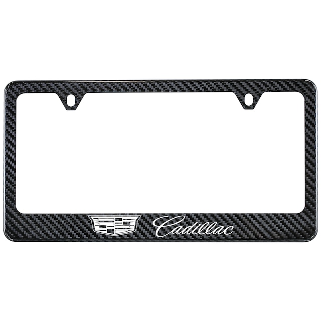 License Plate Frame in Carbon Fiber with Cadillac Logo by Baron & Baron® - Associated Accessories