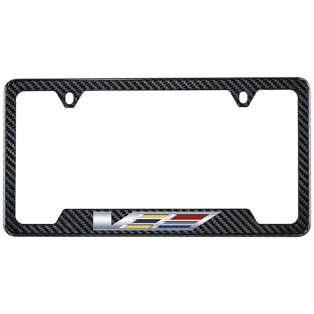License Plate Frame in Carbon Fiber with Cadillac V Series Logo by Baron & Baron® - Associated Accessories