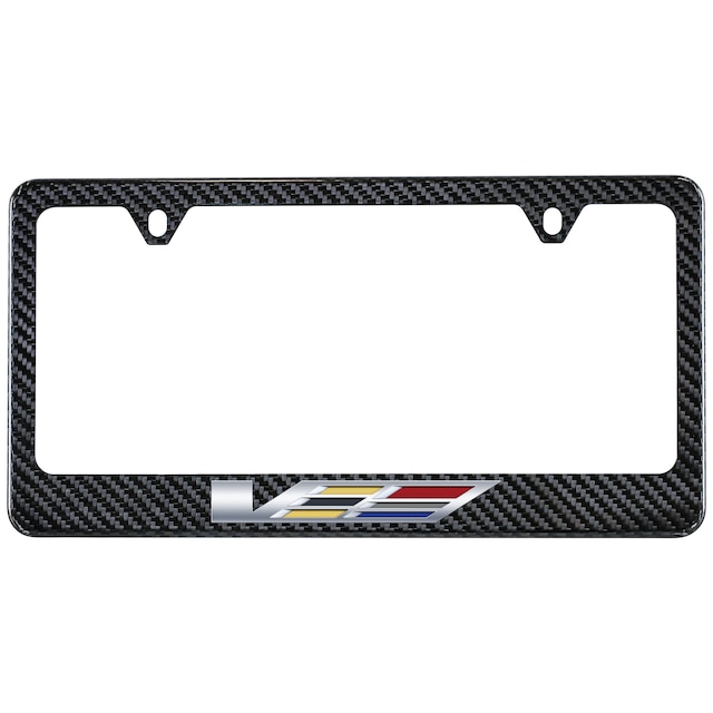 License Plate Frame in Carbon Fiber with Cadillac V Series Logo by Baron & Baron® - Associated Accessories