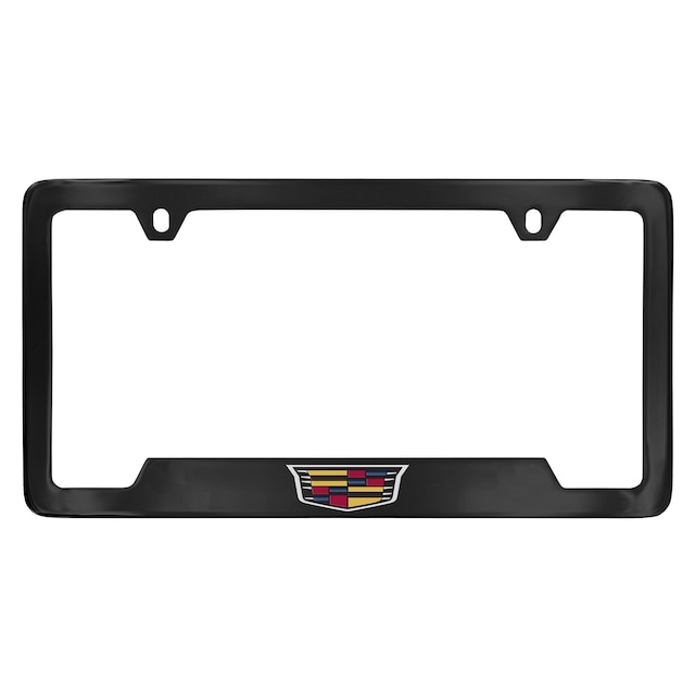 License Plate Frame by Baron & Baron® in Black with Multicolored Cadillac Logo - Associated Accessories