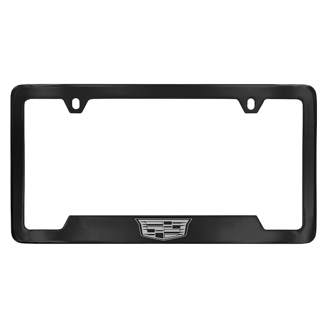 License Plate Frame by Baron & Baron® in Black with Chrome Cadillac Logo - Associated Accessories
