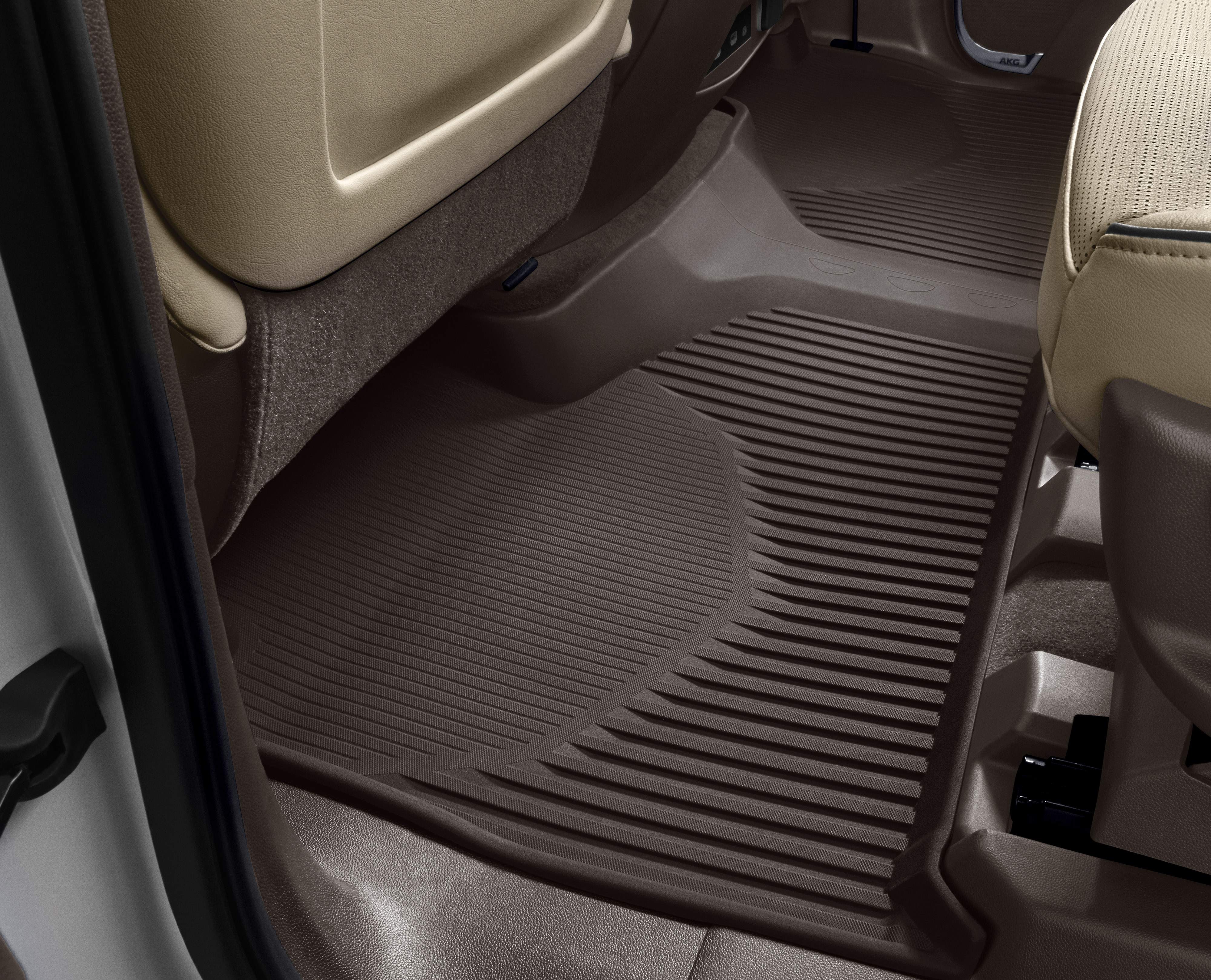 Second-Row Interlocking Premium All-Weather Floor Liner in Very Dark Atmosphere