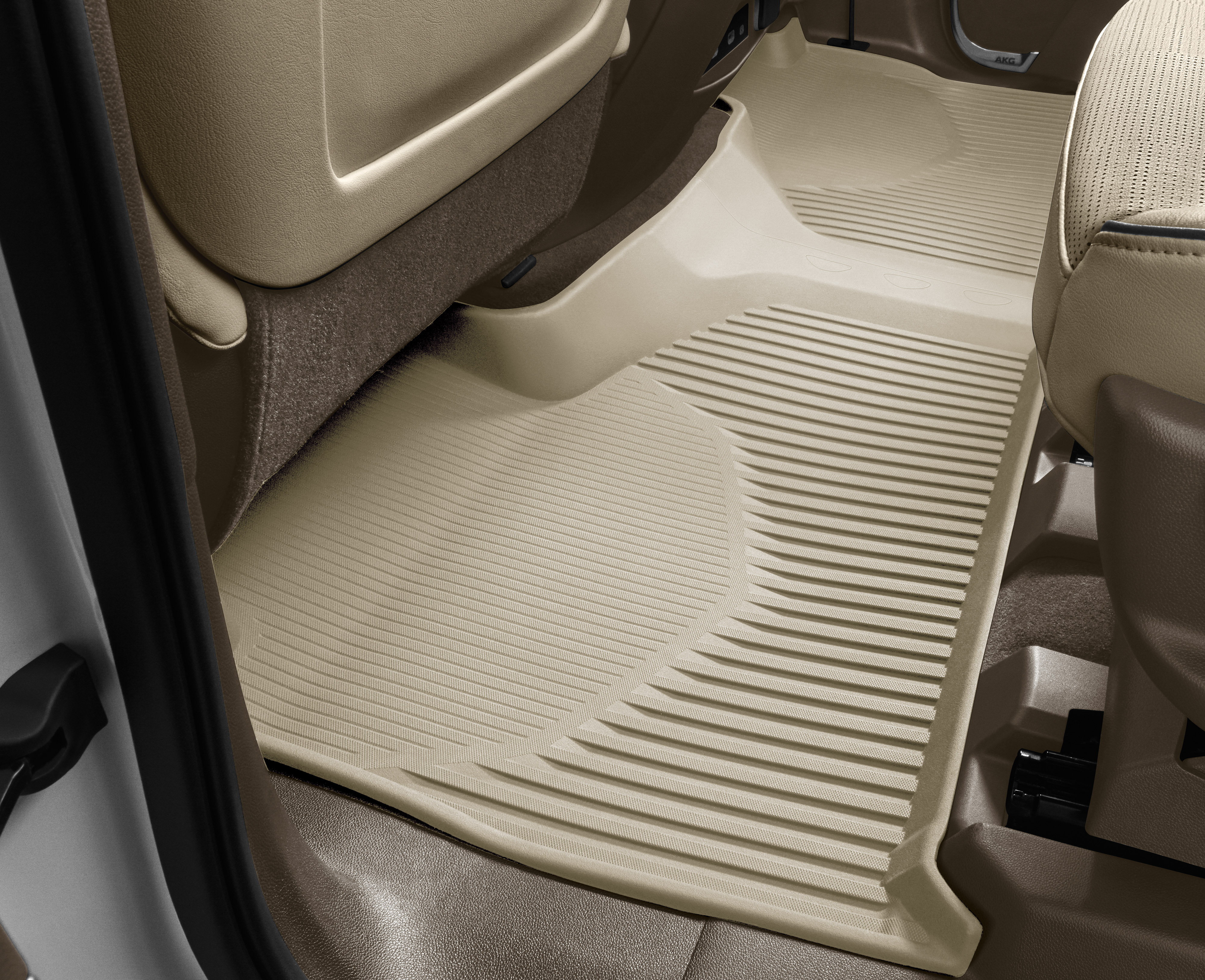 Second-Row Interlocking Premium All-Weather Floor Liner in Whisper Beige