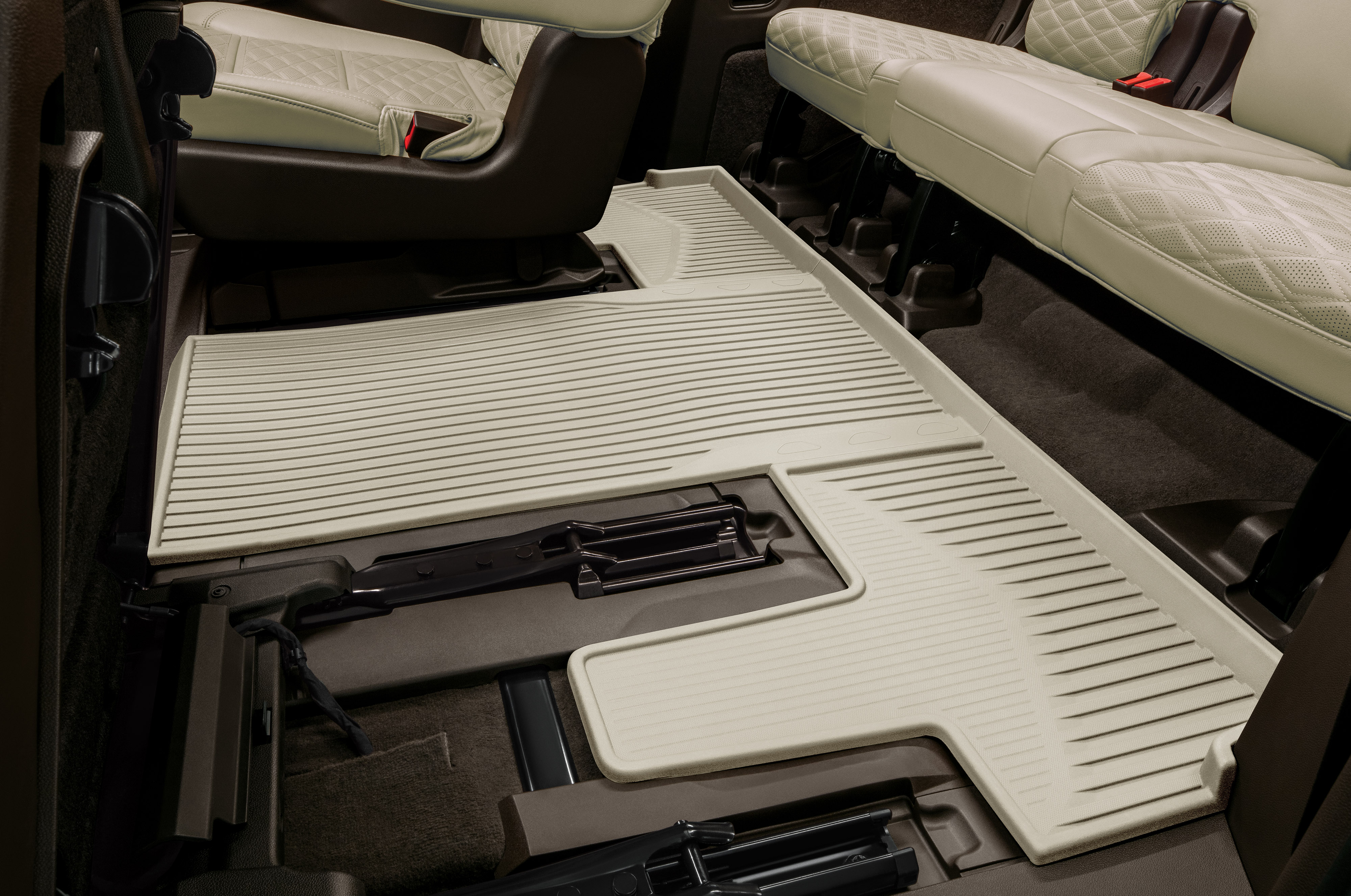 Third-Row Interlocking Premium All-Weather Floor Liner in Whisper Beige (for Models with Second-Row Captain's Chairs)