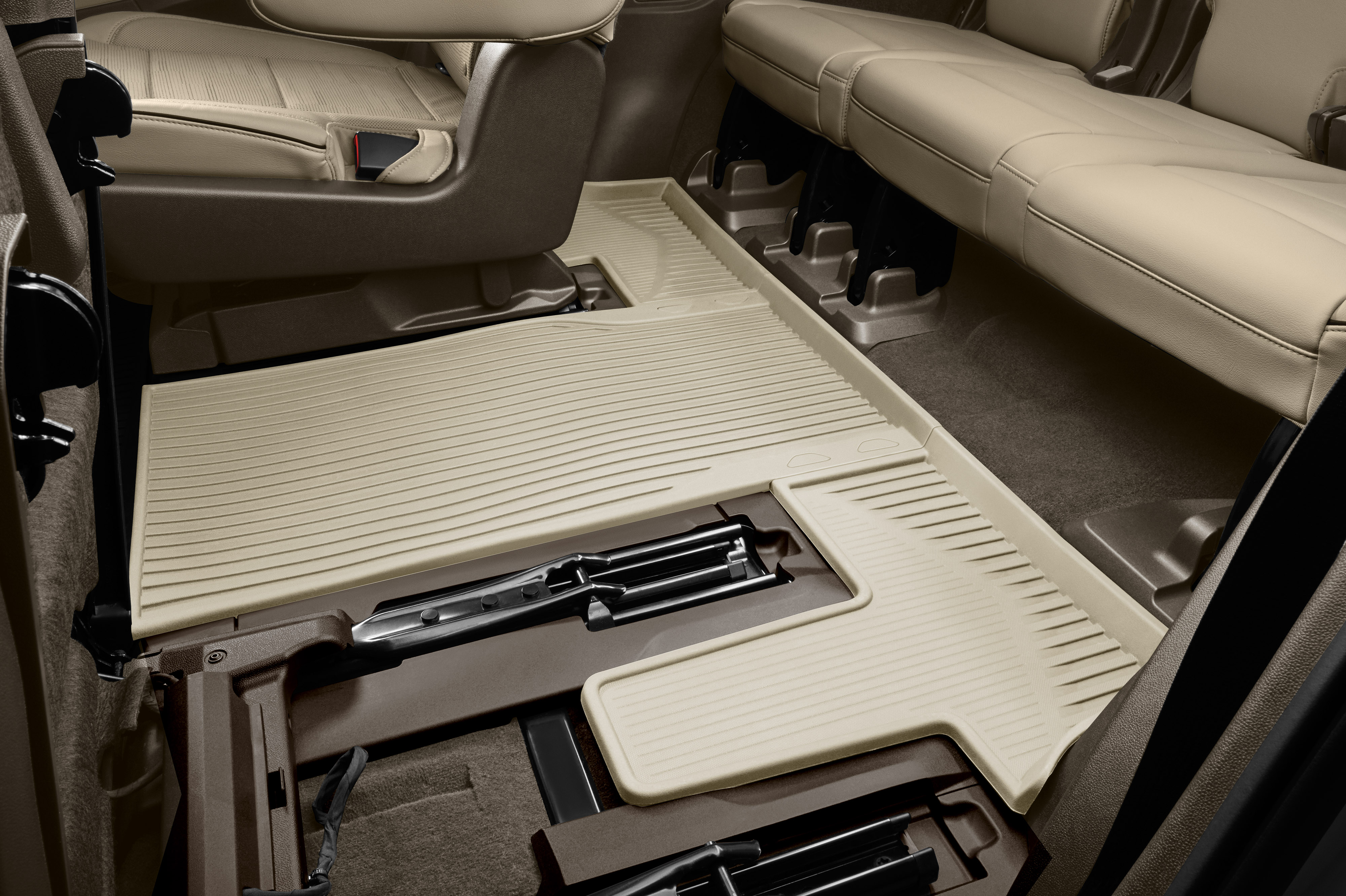 Third-Row Interlocking Premium All-Weather Floor Liner in Whisper Beige (for Models with Second-Row Captain's Chairs)