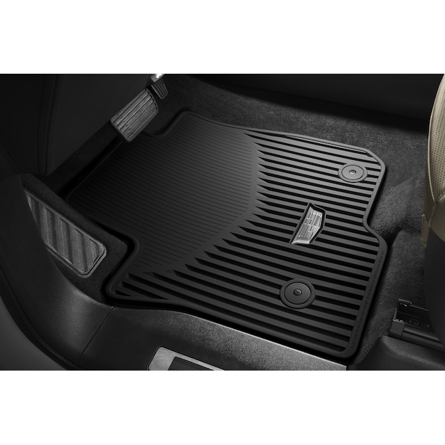 First-Row Premium All-Weather Floor Mats in Jet Black with Cadillac Logo