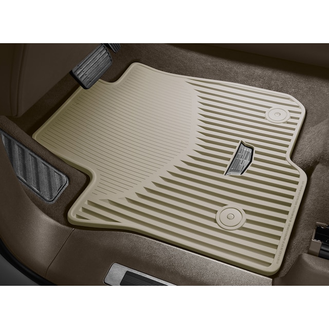 First-Row Premium All-Weather Floor Mats in Whisper Beige with Cadillac Logo