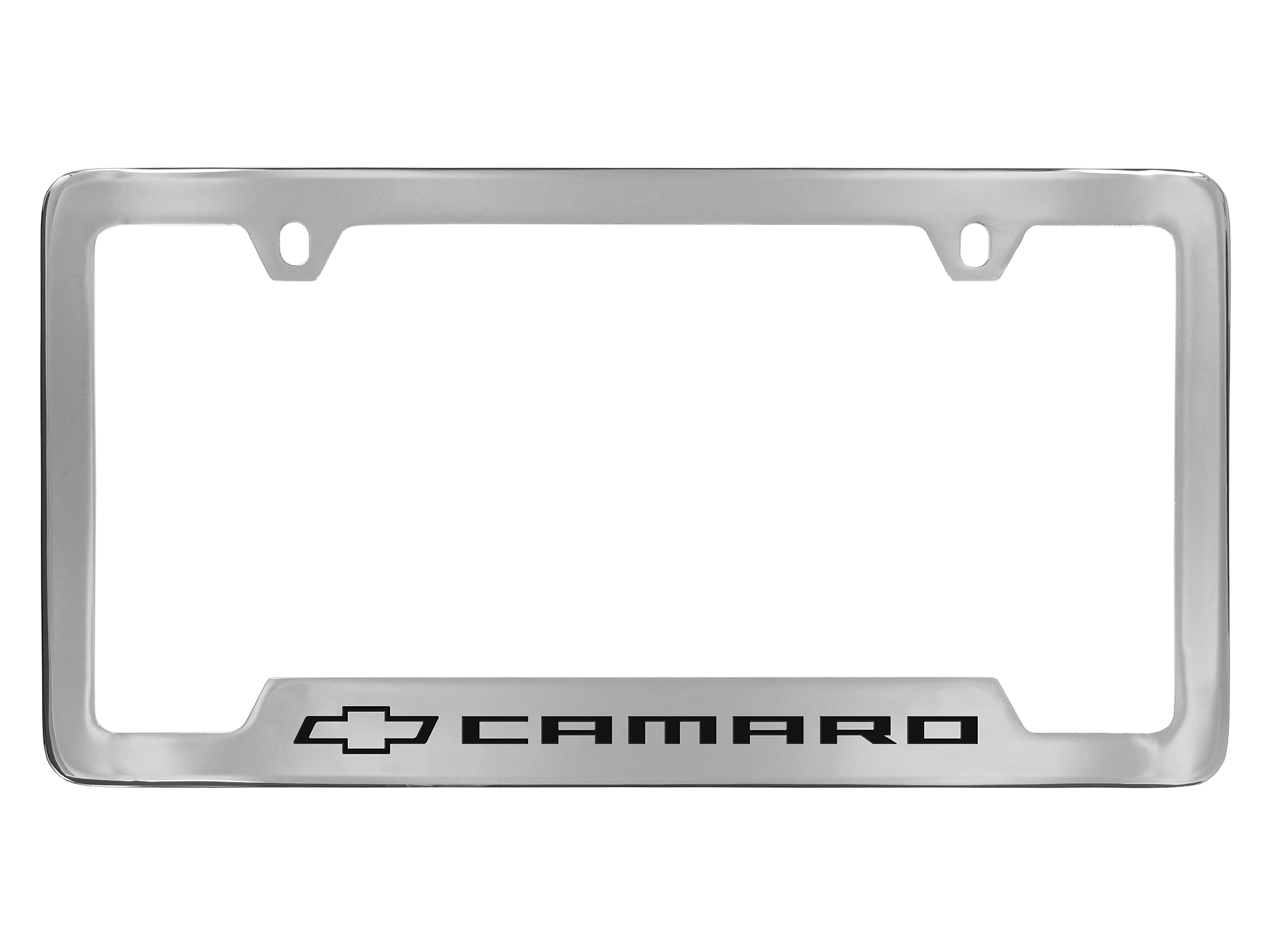 License Plate Frame by Baron & Baron® in Chrome with Bowtie Logo and Camaro Script - Associated Accessories