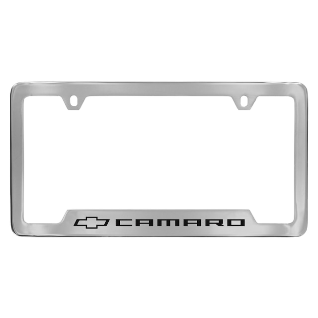 License Plate Frame by Baron & Baron® in Chrome with Bowtie Logo and Camaro Script - Associated Accessories