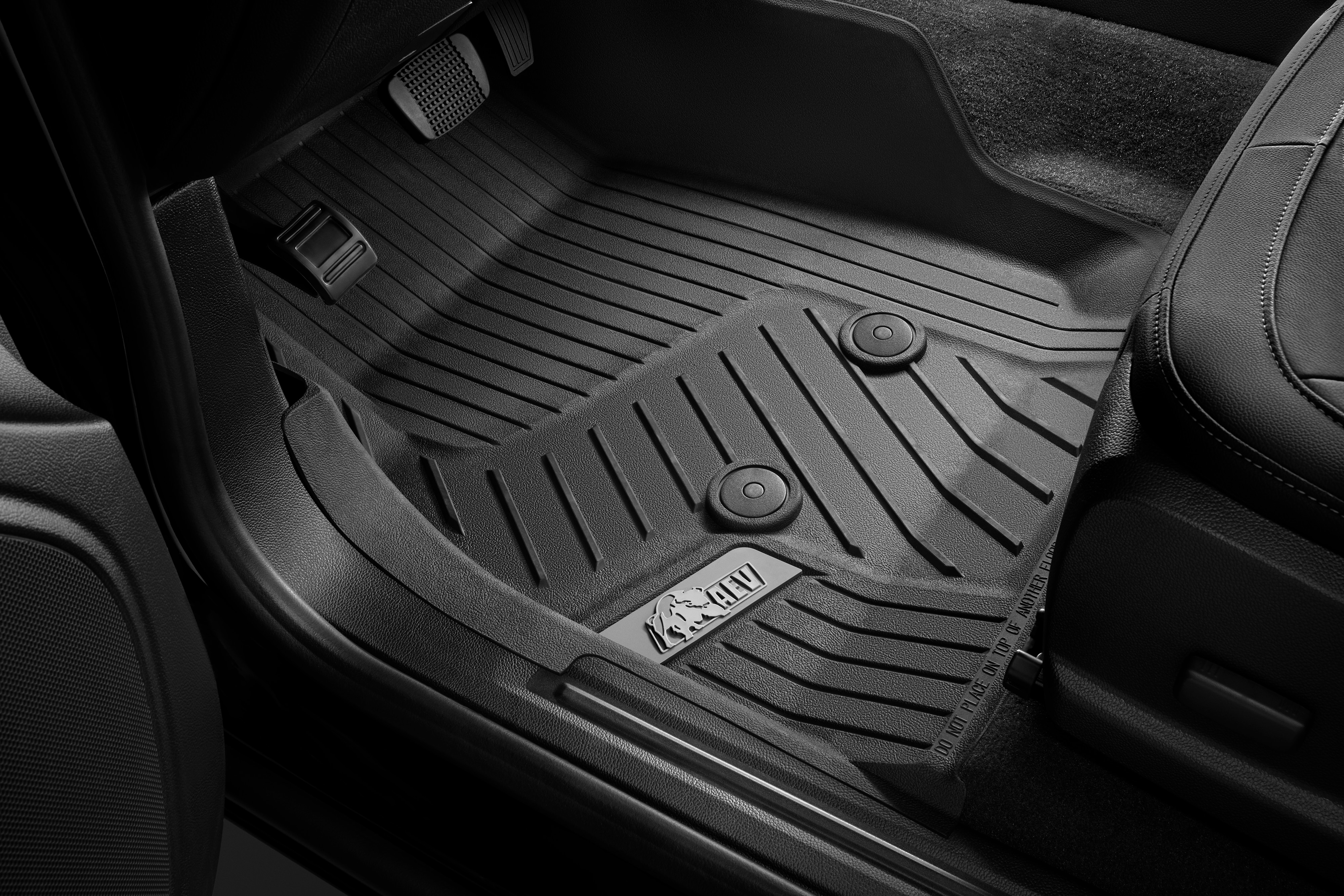 First-Row Premium All-Weather Floor Liners in Jet Black with Bison Logo