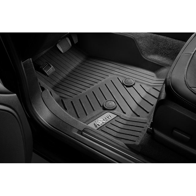 First-Row Premium All-Weather Floor Liners in Jet Black with Bison Logo