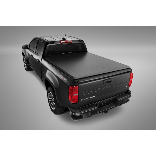 Short Bed Soft Roll-Up Truck Bed Cover in Black with Bowtie Logo