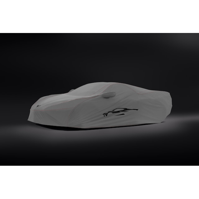 Premium Outdoor Car Cover in Gray with Corvette Silhouette