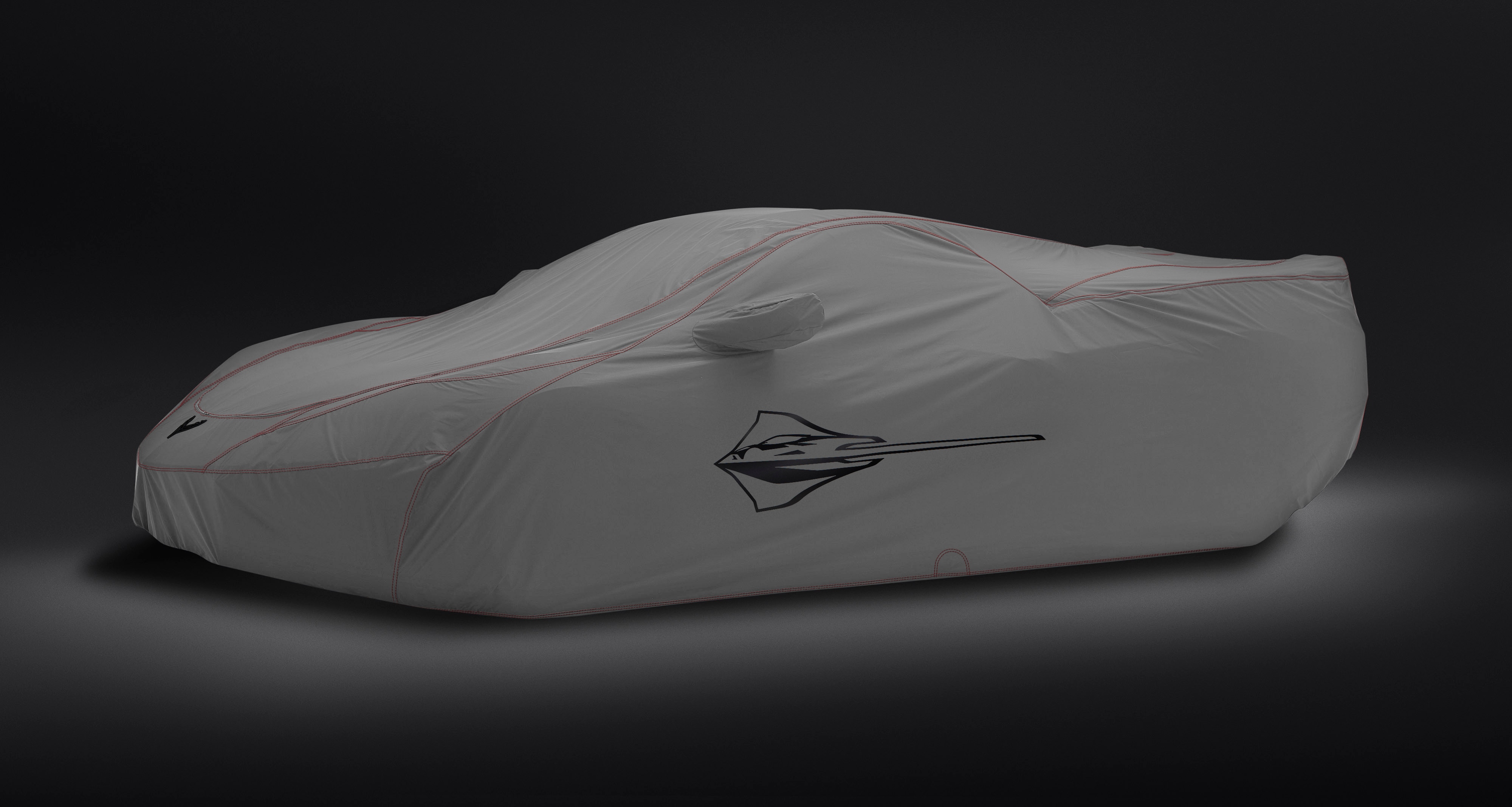Premium Outdoor Car Cover in Gray with Stingray Logo and Access Panels
