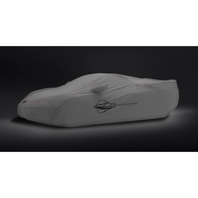 Premium Outdoor Car Cover in Gray with Stingray Logo and Access Panels