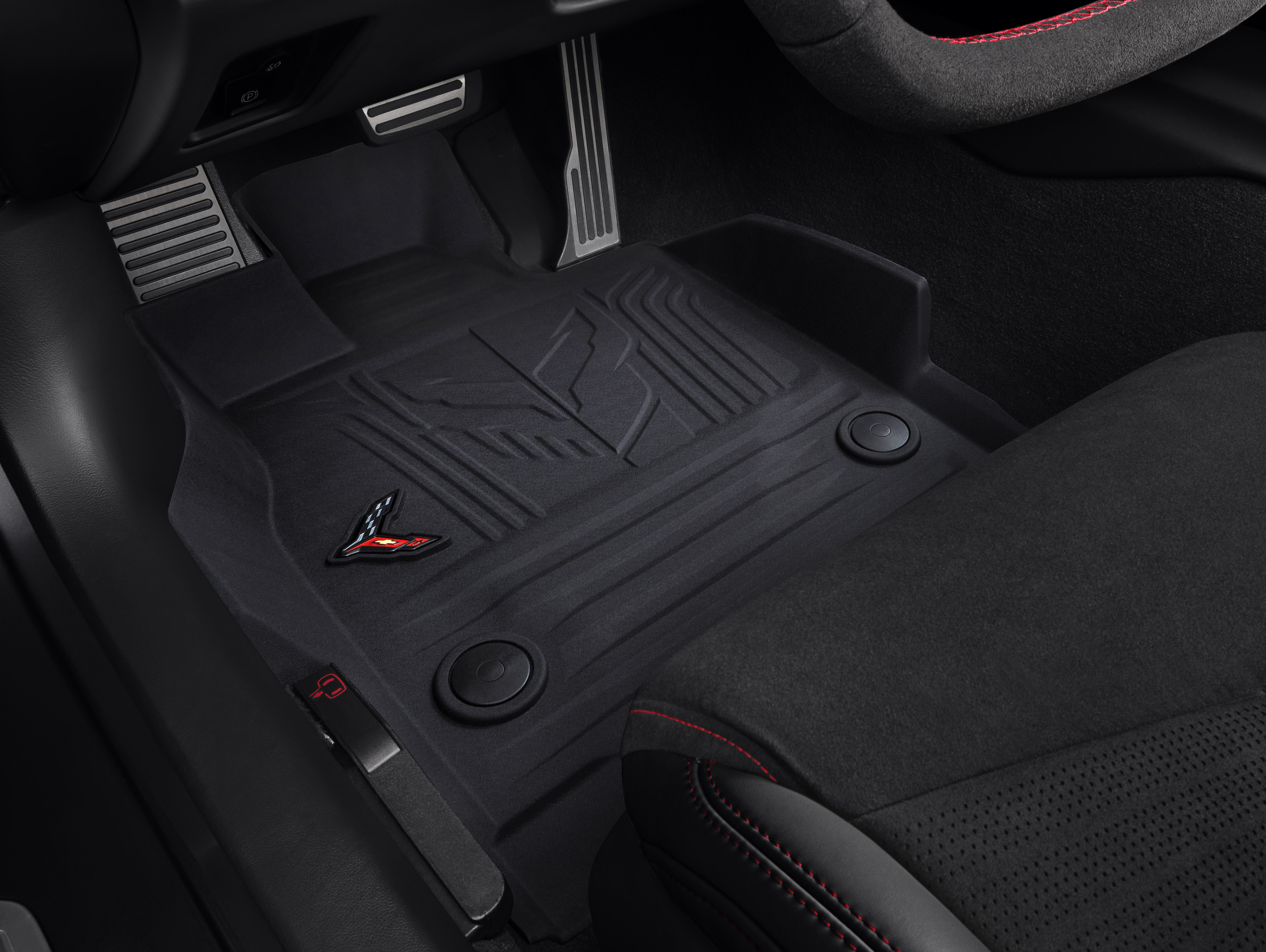 Premium All-Weather Floor Liners in Jet Black with Crossed Flags