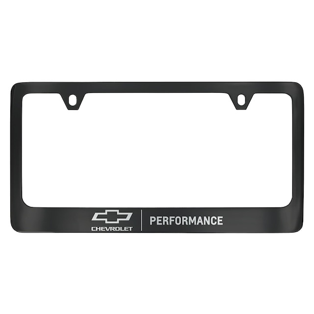 License Plate Frame by Baron & Baron® in Black with Chrome Bowtie Logo and Performance Script - Associated Accessories