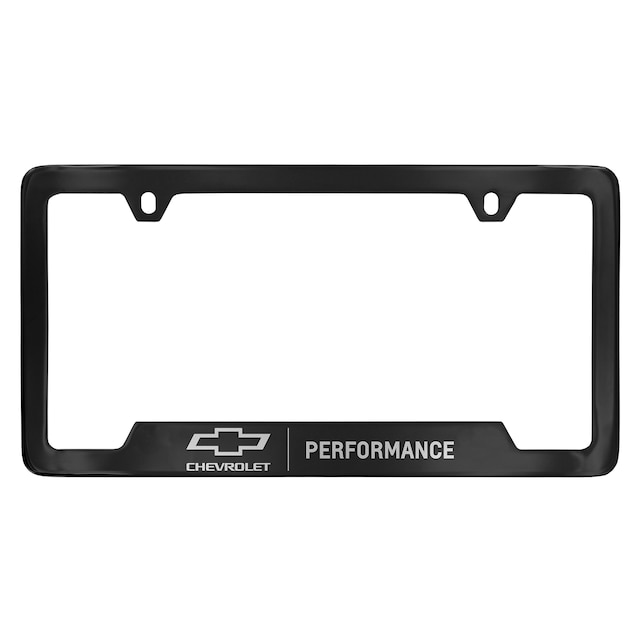 License Plate Frame by Baron & Baron® in Black with Bowtie Logo and Chrome Performance Script - Associated Accessories