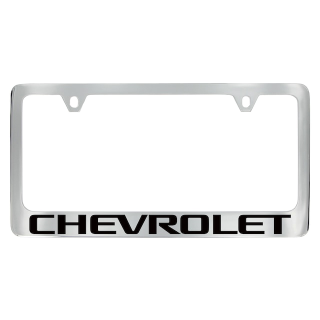 License Plate Frame by Baron & Baron® in Chrome with Black Chevrolet Script - Associated Accessories