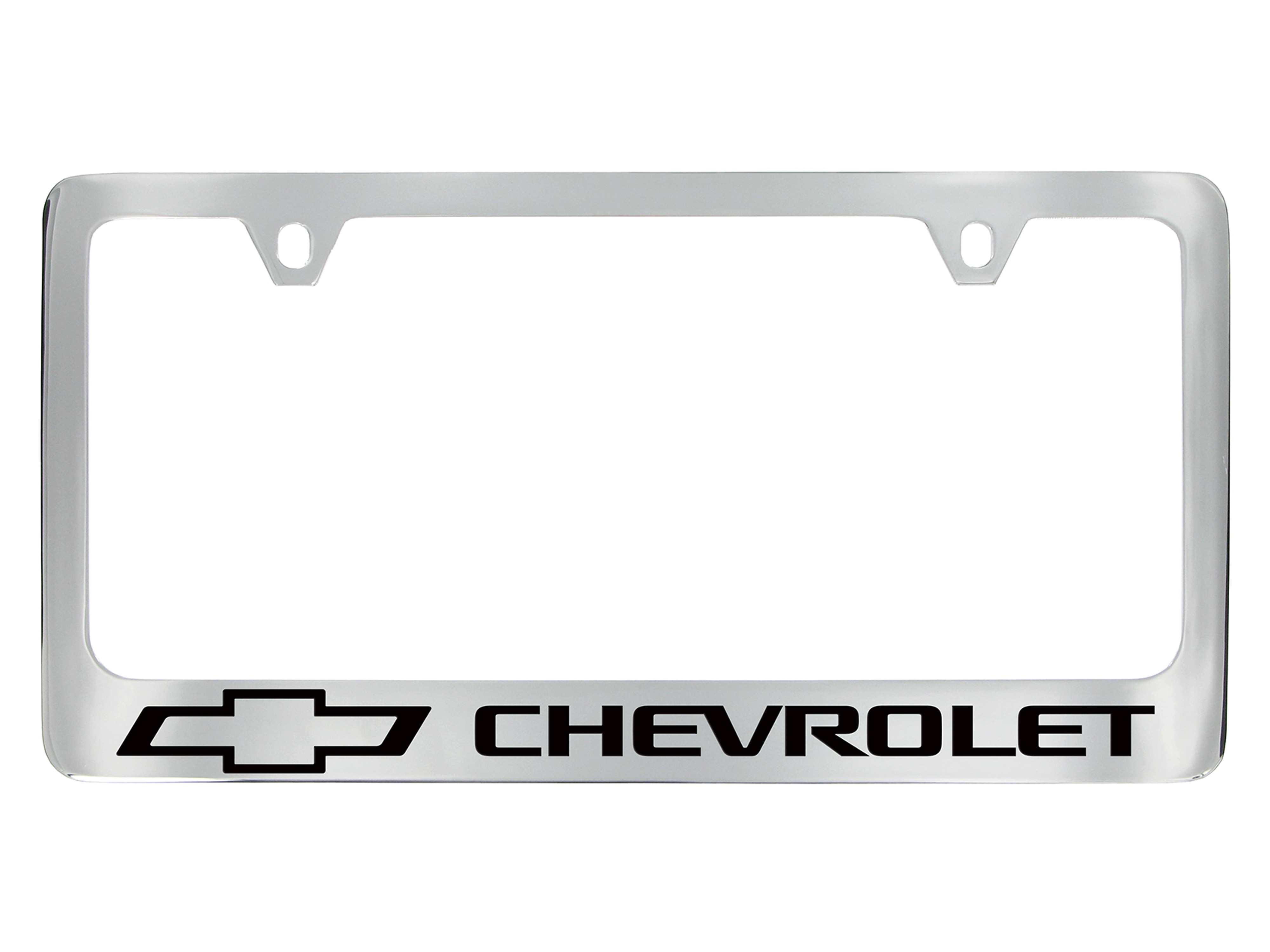 License Plate Frame by Baron & Baron® in Chrome with Black Bowtie Logo and Chevrolet Script - Associated Accessories