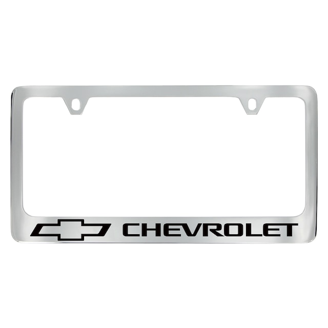 License Plate Frame by Baron & Baron® in Chrome with Black Bowtie Logo and Chevrolet Script - Associated Accessories