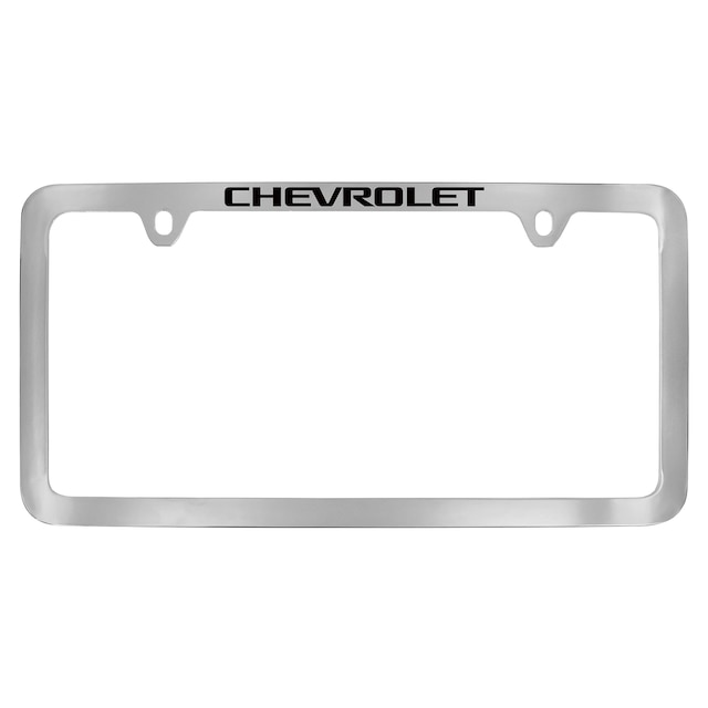 License Plate Frame by Baron & Baron® in Chrome with Black Chevrolet Script - Associated Accessories